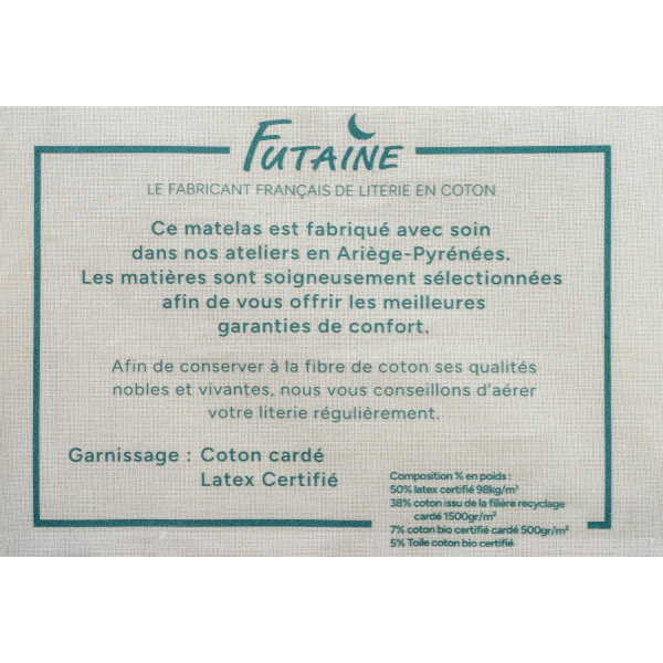 Matelas bio latex/coton 80x190 fabriqué en France