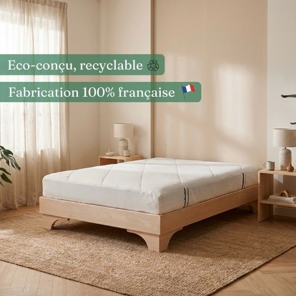 Matelas bio latex 140x190 et coton bio fabriqué en France