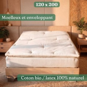 Sur-matelas Coton Bio/Latex naturel120x200 cm