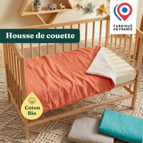 Housse de couette bébé - Coton Bio - Flanelle et Satin