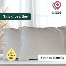 Taie oreiller écru satin/flanelle