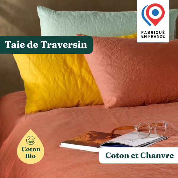 Taie traversin coton bio chanvre