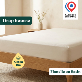 Drap housse en coton bio écru satin ou flanelle - Futaine