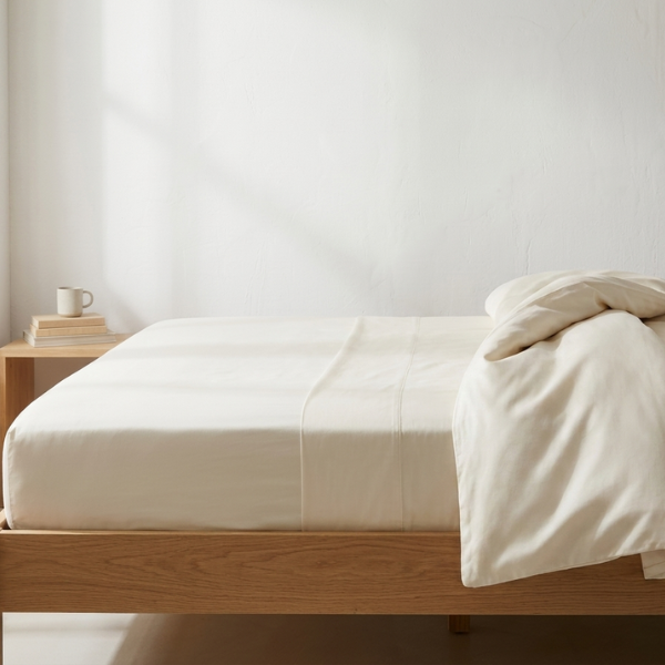 Drap housse en coton bio écru satin ou flanelle - Futaine