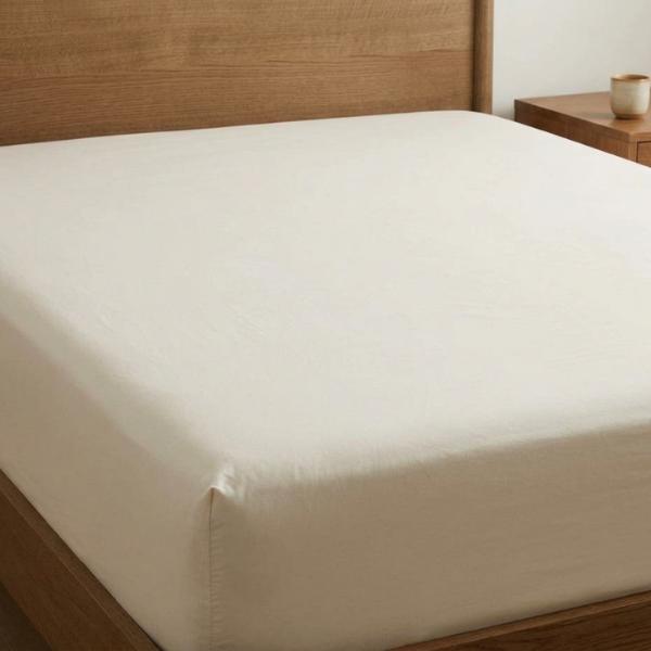 Drap housse en coton bio écru satin ou flanelle - Futaine