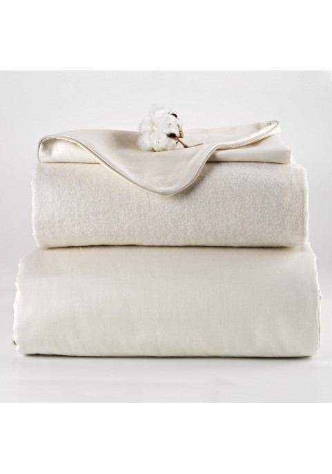 Housse de couette écru satin / flanelle